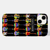 Farbiges Gitarrenmuster auf schwarzen Namen Case-Mate iPhone Hülle (Rückseite (Horizontal))