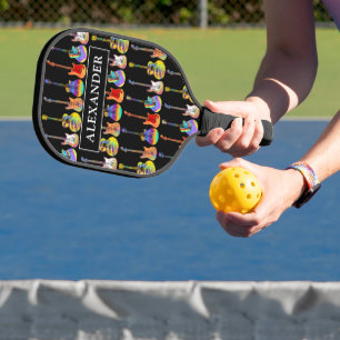 Farbiges Gitarrenmuster Name Pickleball Schläger