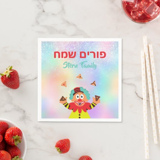 Farbiges Glück Purim Clown Hamantash Serviette (Beispiel)