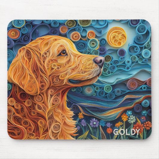 Farbiges Golden Retriever Dog Portrait Mousepad (Vorne)