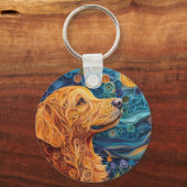 Farbiges Golden Retriever Dog Portrait Schlüsselanhänger (Vorderseite)