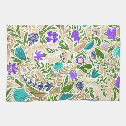 Farbiges goldenes Blumenmuster Geschirrtuch (Horizontal)