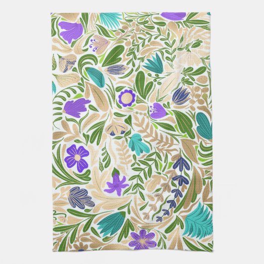 Farbiges goldenes Blumenmuster Geschirrtuch (Vertikal)