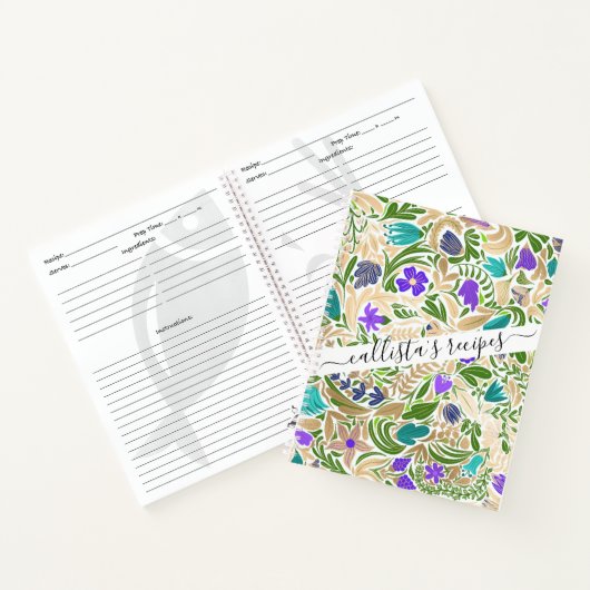 Farbiges goldenes Blumenmuster Notizblock (Innenseite)