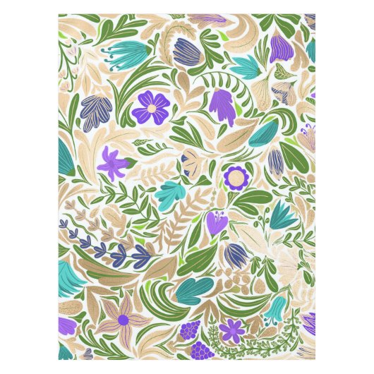 Farbiges goldenes Blumenmuster Tischdecke (Vorderseite)