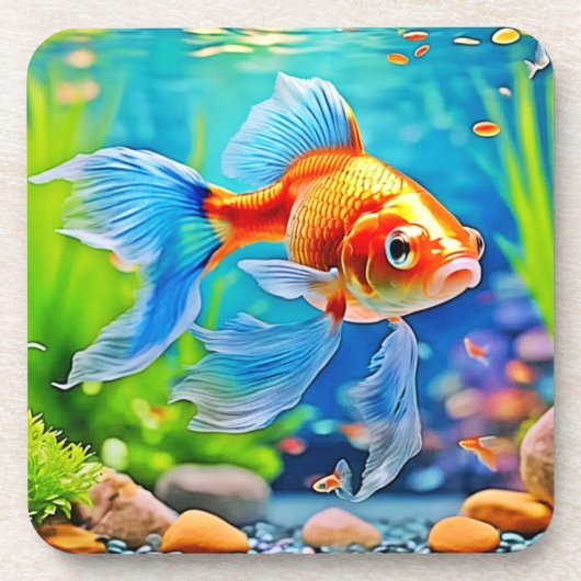 Farbiges Goldfish-Design Getränkeuntersetzer (Vorderseite)