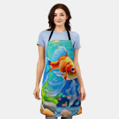 Farbiges Goldfish-Design Schürze (Getragen)