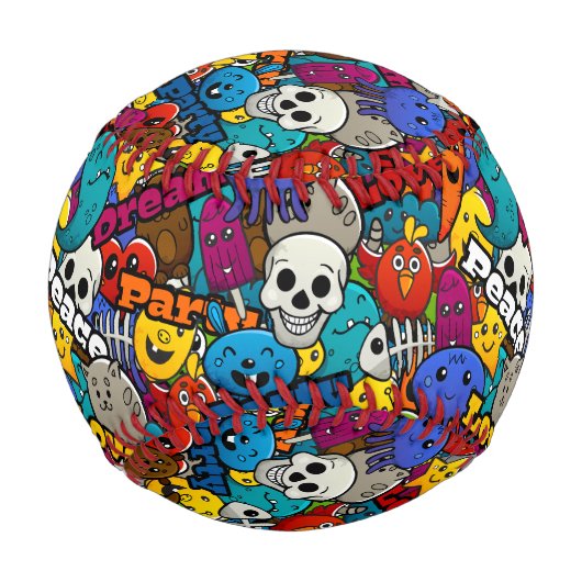 Farbiges Graffiti-Zeichen-Muster Baseball (Rückseite)