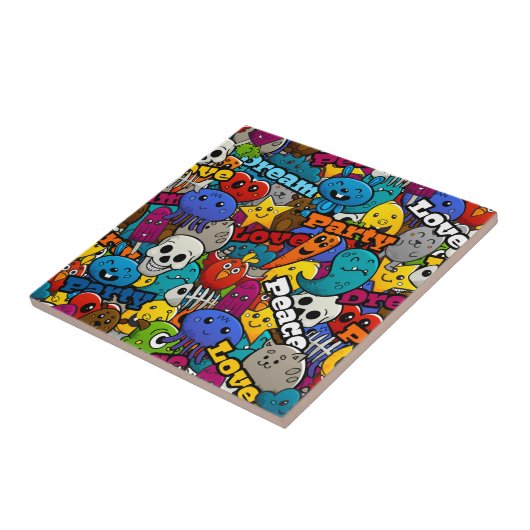 Farbiges Graffiti-Zeichen-Muster Fliese (Seite)