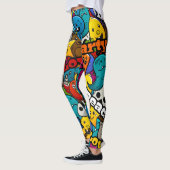 Farbiges Graffiti-Zeichen-Muster Leggings (Links)
