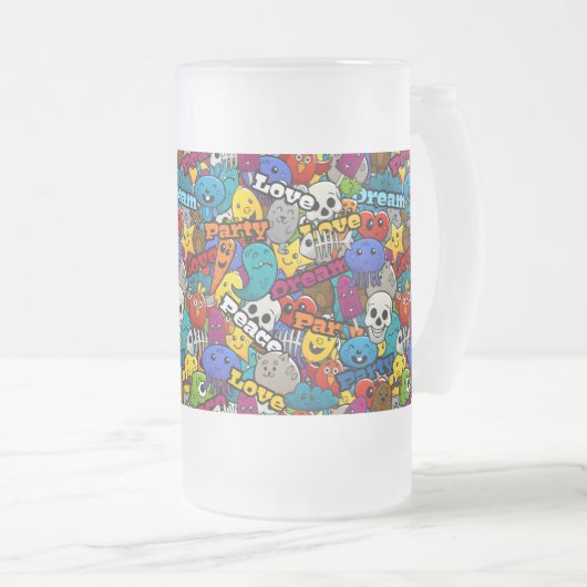 Farbiges Graffiti-Zeichen-Muster Mattglas Bierglas (VorderseiteRechts)