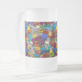Farbiges Graffiti-Zeichen-Muster Mattglas Bierglas (Vorderseite Links)