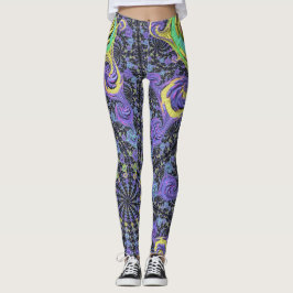 Farbiges Groovy Boho Hippie Funky Abstrakt Fraktal Leggings