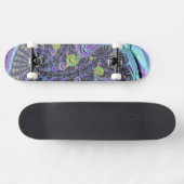 Farbiges Groovy Boho Hippie Funky Abstrakt Fraktal Skateboard (Horizontal)