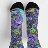 Farbiges Groovy Boho Hippie Funky Abstrakt Fraktal Socken (Oben)