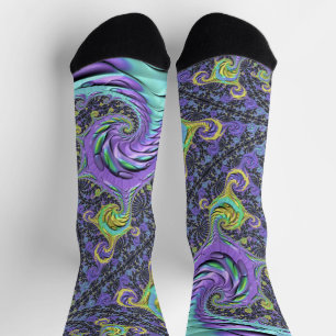 Farbiges Groovy Boho Hippie Funky Abstrakt Fraktal Socken