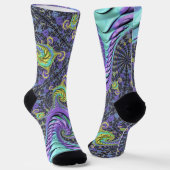 Farbiges Groovy Boho Hippie Funky Abstrakt Fraktal Socken (Gewinkelt)