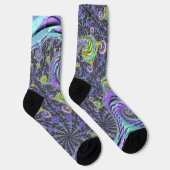 Farbiges Groovy Boho Hippie Funky Abstrakt Fraktal Socken (Rechts)