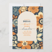 Farbiges Groovy Retro 70er Floral Brautparty Einladung (Vorderseite)