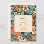Farbiges Groovy Retro 70er Floral Brautparty Einladung (Vorderseite)