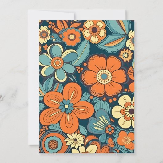 Farbiges Groovy Retro 70er Floral Brautparty Einladung (Rückseite)