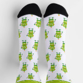 Farbiges grünes Roboter-Muster und Text Socken (Oben)