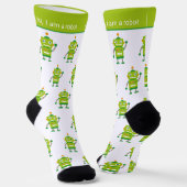 Farbiges grünes Roboter-Muster und Text Socken (Gewinkelt)