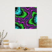 Farbiges grünes und Lila Fraktal Poster (Küche)