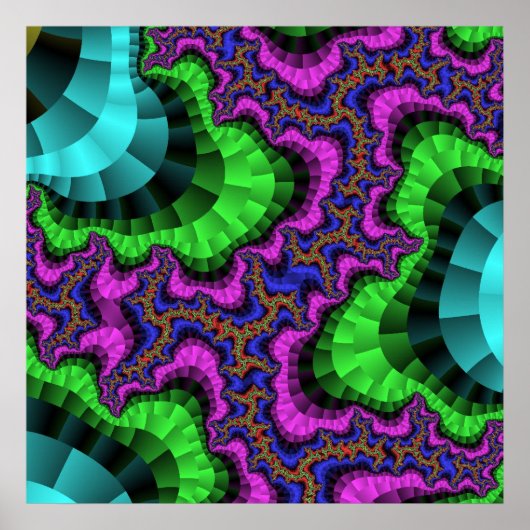 Farbiges grünes und Lila Fraktal Poster (Vorne)