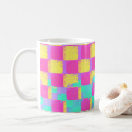 Farbiges Grunge Checkerboard-Muster Kaffeetasse