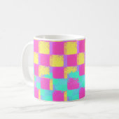 Farbiges Grunge Checkerboard-Muster Kaffeetasse (Vorderseite Links)