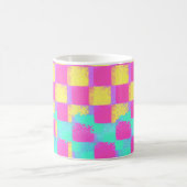 Farbiges Grunge Checkerboard-Muster Kaffeetasse (Mittel)