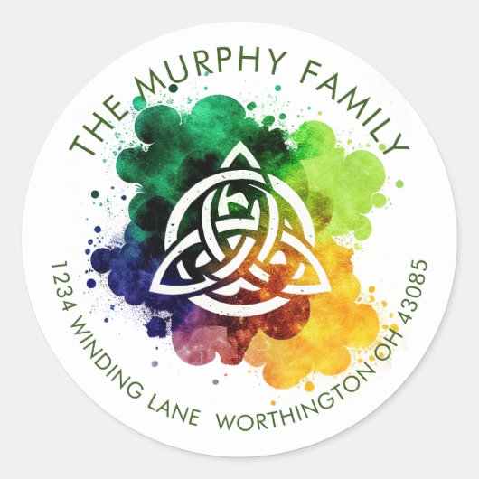 Farbiges Grunge keltisches Watercolor-Design Runder Aufkleber (Vorderseite)