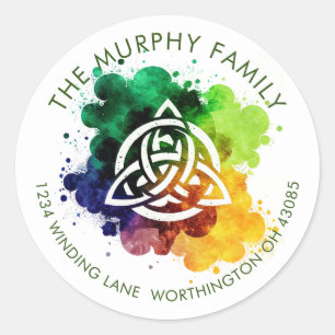 Farbiges Grunge keltisches Watercolor-Design Runder Aufkleber