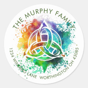 Farbiges Grunge keltisches Watercolor-Design Runder Aufkleber