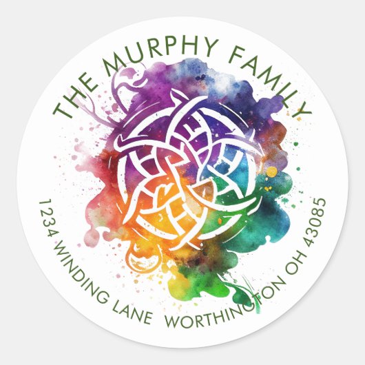 Farbiges Grunge keltisches Watercolor-Design Runder Aufkleber (Vorderseite)