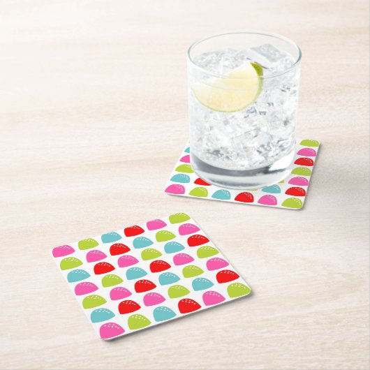 Farbiges Gumdrop-Muster - Retro-Bonbondesign Rechteckiger Pappuntersetzer (Vor Ort)