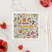 Farbiges Halloween Doodles Objects Muster Serviette (Beispiel)