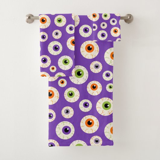 Farbiges Halloween-Eyeballs-Muster Badhandtuch Set (Insitu)