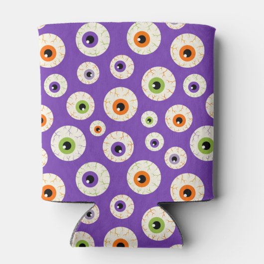 Farbiges Halloween-Eyeballs-Muster Dosenkühler (Rückseite)