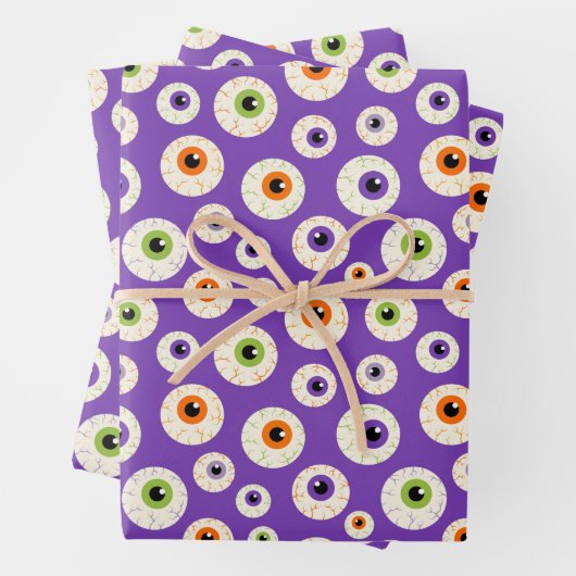 Farbiges Halloween-Eyeballs-Muster Geschenkpapier Set (Beispiel)