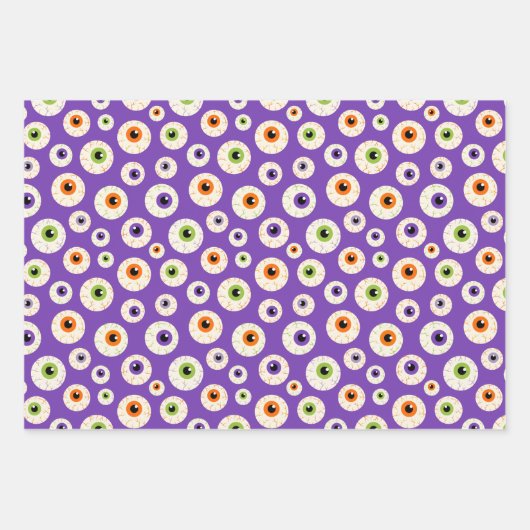 Farbiges Halloween-Eyeballs-Muster Geschenkpapier Set (Vorderseite)