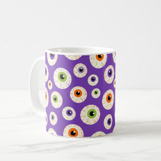 Farbiges Halloween-Eyeballs-Muster Kaffeetasse (Vorderseite Links)