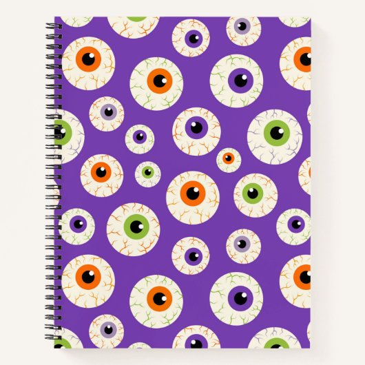 Farbiges Halloween-Eyeballs-Muster Notizblock (Vorderseite)