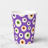 Farbiges Halloween-Eyeballs-Muster Pappbecher (Rückseite)