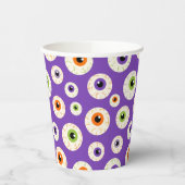 Farbiges Halloween-Eyeballs-Muster Pappbecher (Links)