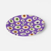 Farbiges Halloween-Eyeballs-Muster Pappteller (Schrägansicht)
