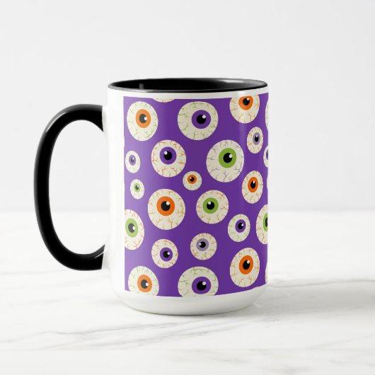 Farbiges Halloween-Eyeballs-Muster Tasse (Links)