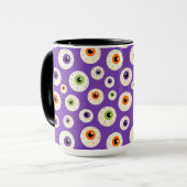 Farbiges Halloween-Eyeballs-Muster Tasse (Vorderseite Links)