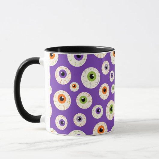 Farbiges Halloween-Eyeballs-Muster Tasse (Links)
